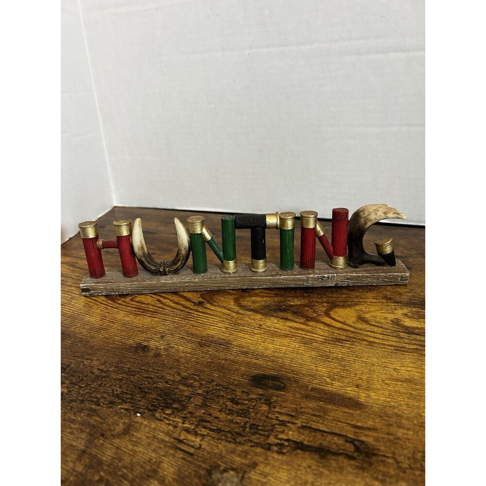 Hunting Sign Shotgun Shells Antlers Deer Resin 12”L 3”H Western Shelf Decor - Picture 11 of 11